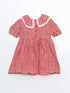 LC Waikiki Checkered Krinkle Lace Detail Girls Dress